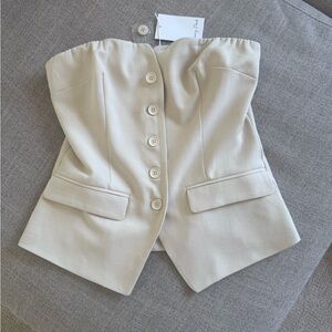 Strapless Corset Cream Tailored Vest Top